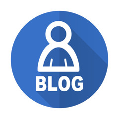 blog blue flat desgn icon with shadow on white background