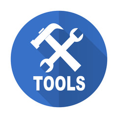 tools blue flat desgn icon with shadow on white background