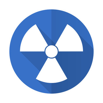 radiation blue flat desgn icon with shadow on white background