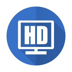 hd display blue flat desgn icon with shadow on white background