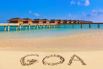 Word Goa on beach - obrazy, fototapety, plakaty