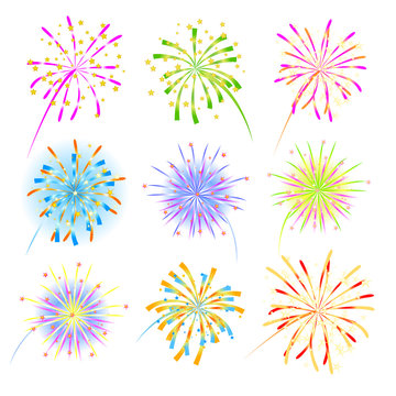 Fireworks celebration collection for holiday design.