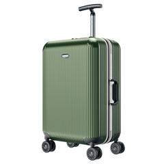 Green metal luggage for travel