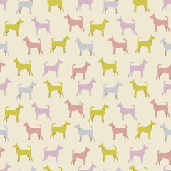 Animal seamless pattern of dog silhouettes