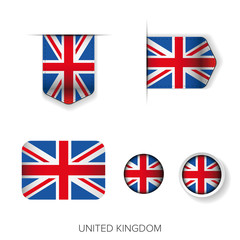 UK flag ribbon vector set