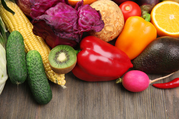 Fruits and vegetables on table