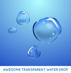 Vector Soap Water Bubbles Set. Transparent Isolated Realistic Design Elements. Can be used with any Background.