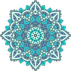 Ethnic Fractal Mandala Vector Meditation looks like Snowflake or Maya Aztec Pattern or Flower too Isolated on White Colorful
