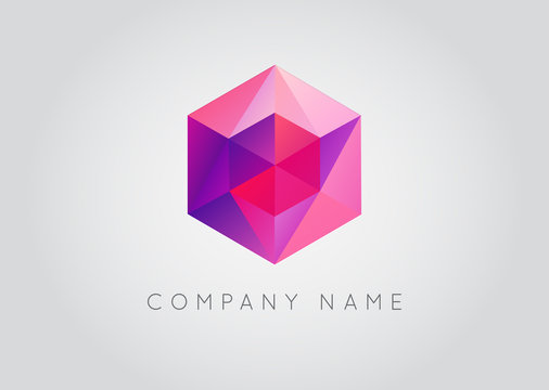 Trendy Crystal Triangulated Gem Logo Element Perfect for Business Geometric Low Polygon Style Visual Identity Vector