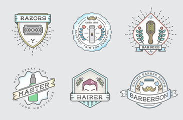 Retro Design Logotype Set. DIY Handmade Craft Art illustration Vintage Vector in Sailor Circus Freaks Style Collection