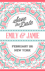 Vector Design Awesome Wedding Invitation Template with Mandala or Doodles Theme. Ideal for Save The Date, Christmas Eve, Mothers Day, Valentines Day, Birthday cards, Invitations or Baby Shower