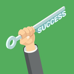 Key to success in business flat 3d isometric vector