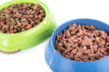 Cat food in bowls