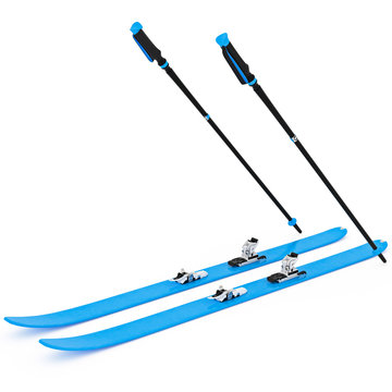 Skiing blue ski poles