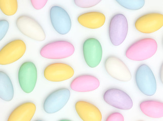 Multicolored Jordon Almonds isolated on a white background