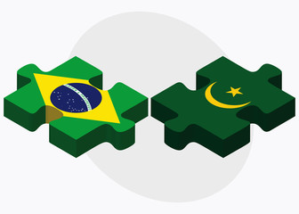 Brazil and Mauritania Flags