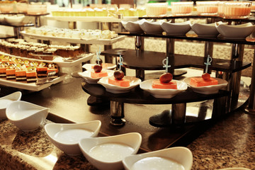 Different dessert cakes for sale at the shop