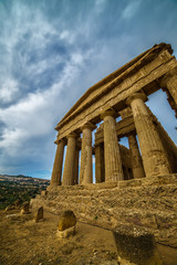 Fototapeta premium Agrigento, Sicily island in Italy. Famous Valle dei Templi, UNESCO World Heritage Site. Greek temple - remains of the Temple of Concordia.