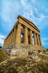 Fototapeta na wymiar Agrigento, Sicily island in Italy. Famous Valle dei Templi, UNESCO World Heritage Site. Greek temple - remains of the Temple of Concordia.