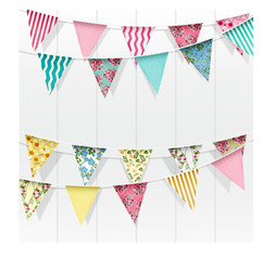 Fototapeta premium Bunting flags decoration on isolated background