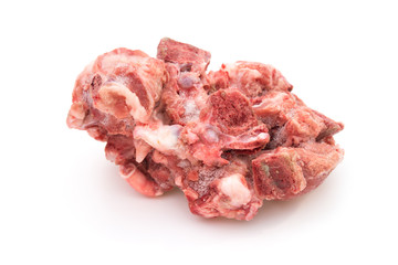 frozen chopped ribs on a white background