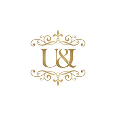 U&I Initial logo. Ornament ampersand monogram golden logo © ariefpro