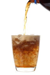 Cold soda iced drink in a glasses isolate on white