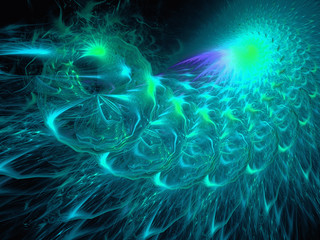 Abstract digitally generated image aquamarine spiral