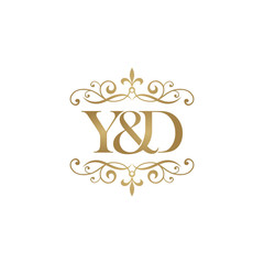 S&H Initial logo. Ornament ampersand monogram golden logo