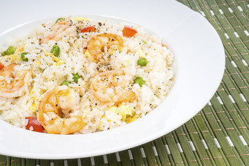 Traditional Chinese Shrimp Fried Rice Dish
