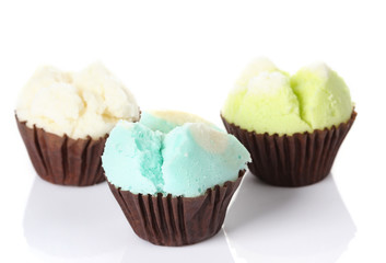 Thai steamed cup cake isolate on white