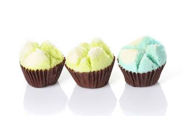 Thai steamed cup cake isolate on white