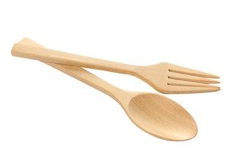 wooden spoon isolated over white.