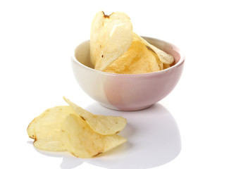 Potato chips  isolated on white