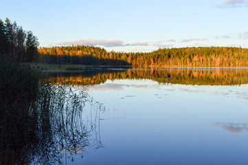 Autumnal calm lake
