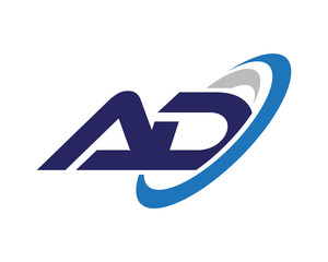 AD Letter Swoosh Technology Logo