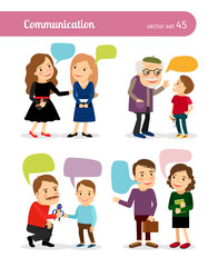 People conversations with speech bubbles
