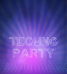 1980 Neon Techno Poster Retro Disco 80s Background made in Tron 