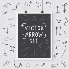 Vector Arrow Set Poster on a Wall. Handdrawn Vector Arrows Doodl
