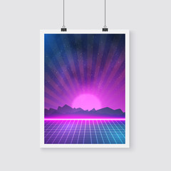 Retro Disco 80s Neon Poster made in Tron style
