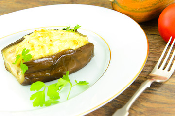 Eggplant Stuffed with and Tomatoes.