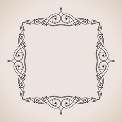 Calligraphic frame and page decoration. Vector vintage illustration
