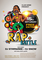 Vector night party rap battle invitation. Vector template graphi