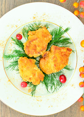 Breaded Chicken Fillet with Herbs and Cranberries.
