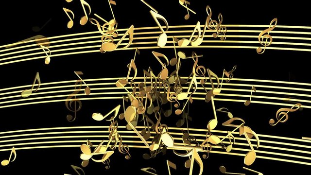 Abstract flying musical Notes in golden color