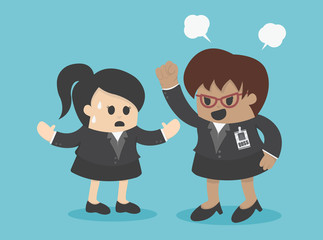 Concept angry boss is shouting to his employee