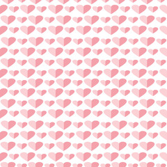 Seamless vector pattern, symmetrical shadeless background with pink hearts