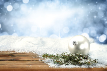 xmas ball on snow 