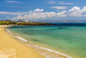 The beautiful sandy beach, Paros island, Cyclades, Greece.