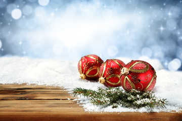 xmas ball on snow 